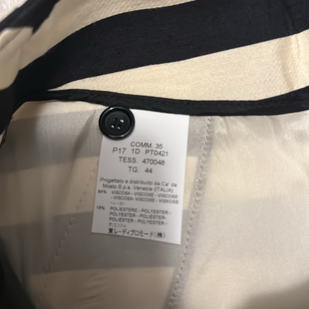 SEVENTY Sergio Tegon Cream/Black Stripe Women Pants sz 8 - Picture 7 of 7